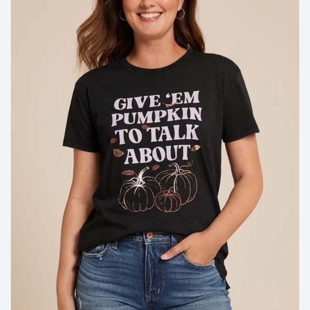 Maurices Black and Orange Graphic Tee Short Sleeve